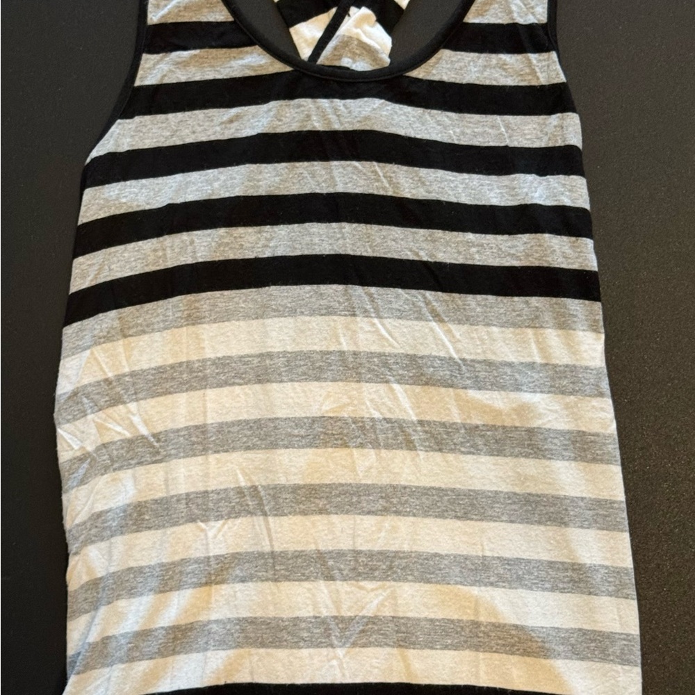 Red Haute Black and Gray Striped Tank Top